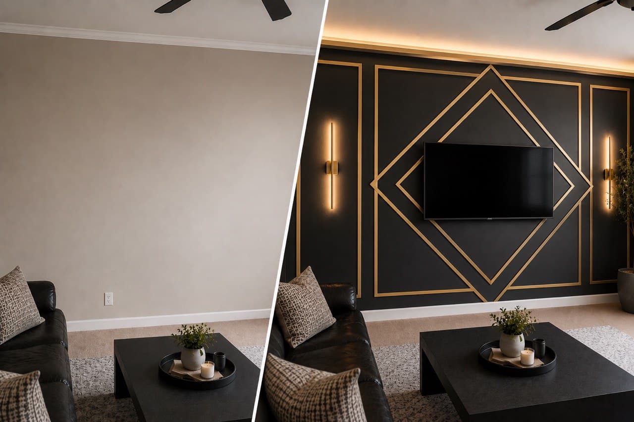 Accent wall painting detail in a home interior
